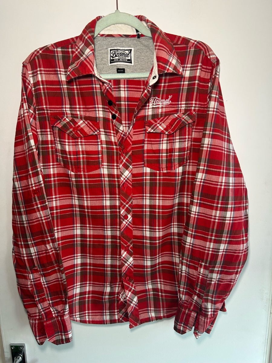 AnimalRed checked long sleeve shirt size M