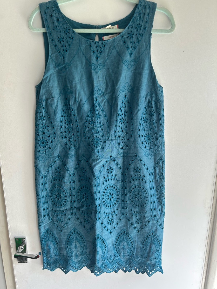 White stuff blue linen sleeveless dress size 10