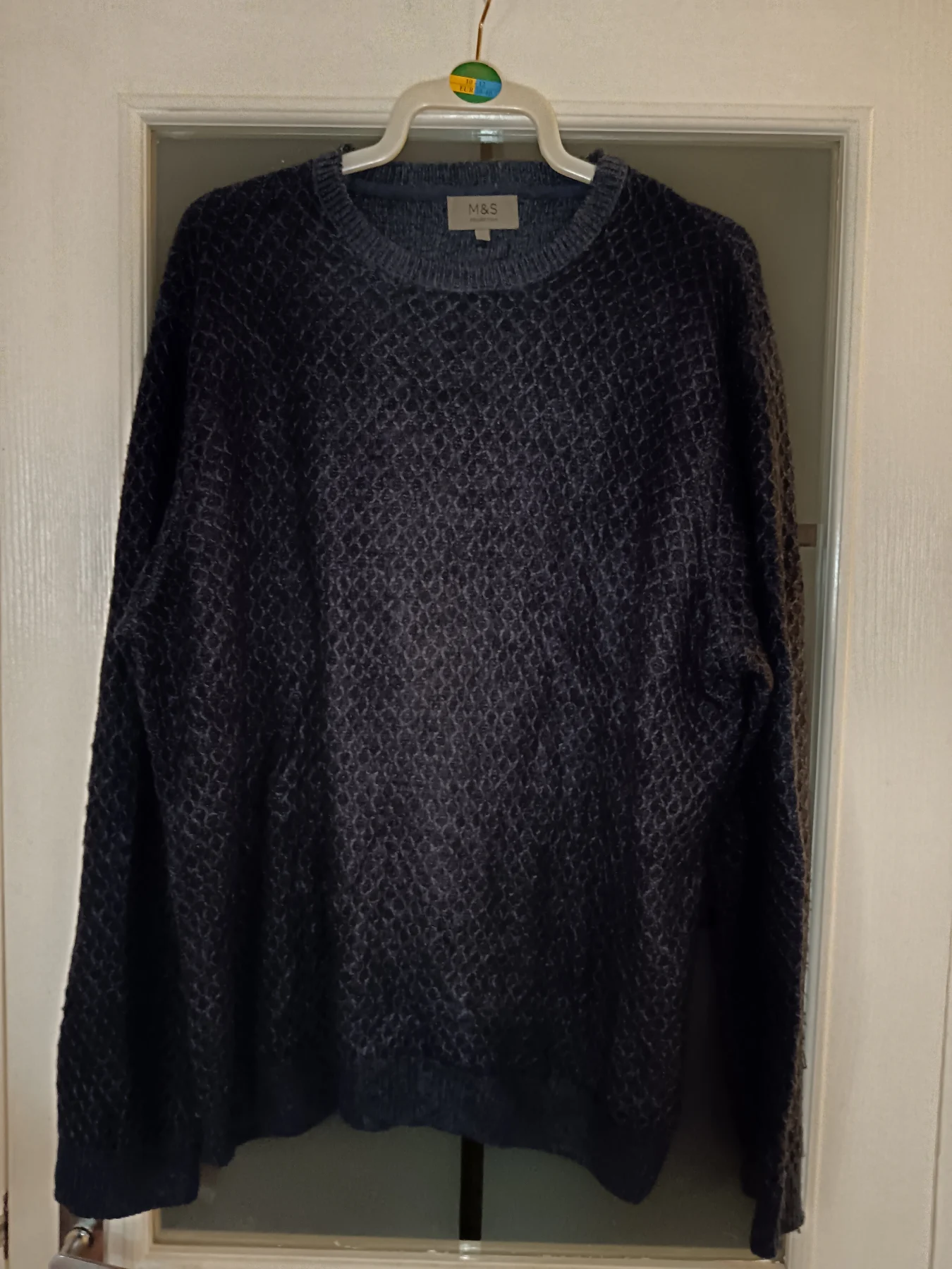 M&S Collection Men’s Textured Knit Jumper 2XL Navy Blue