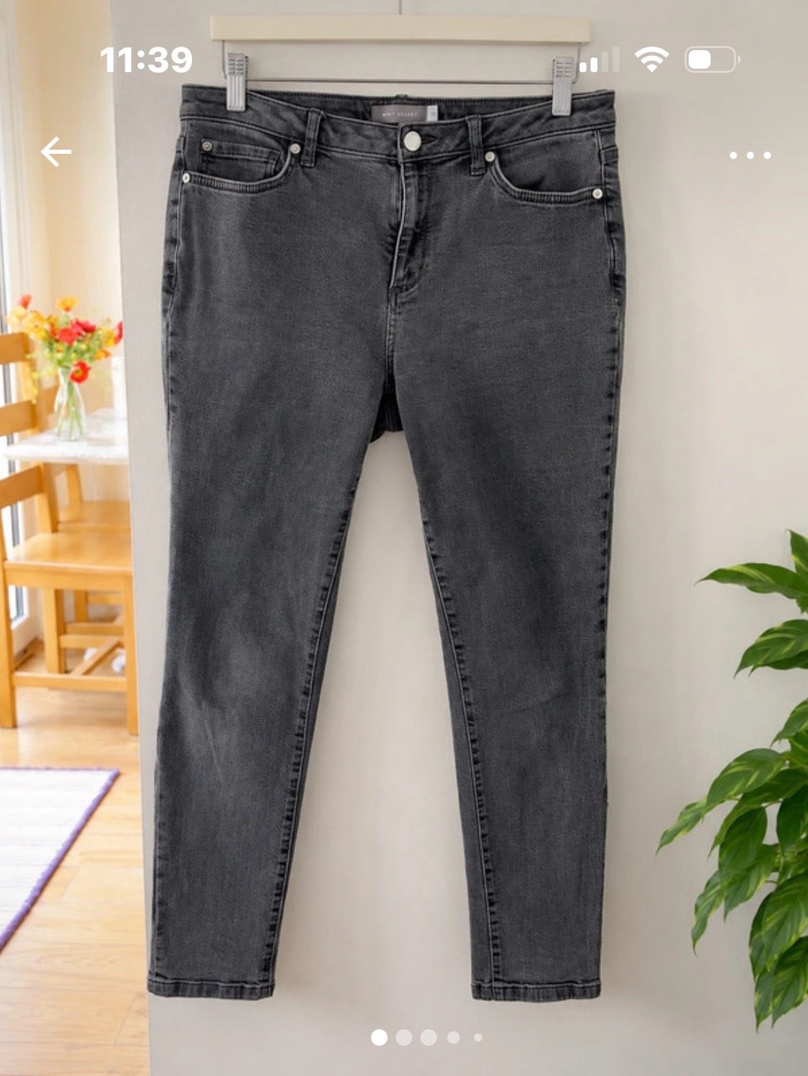 Mint Velvet Skinny Jeans Size 12S Short Black Grey Washed Denim 26” Leg