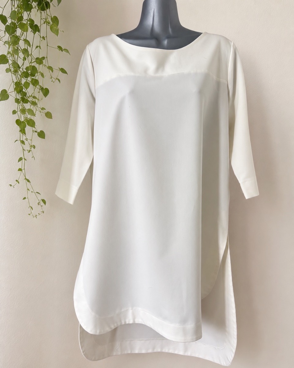 FIGL Cream Ivory Asymmetric Tunic Top XL EU 42 UK 14 Longline