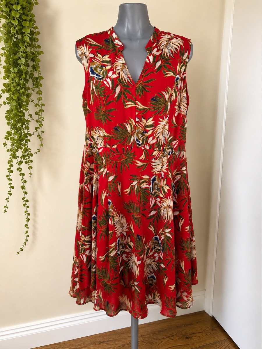 Vietnamese Bespoke Tailored Tropical Floral Midi Dress - approx 18/20