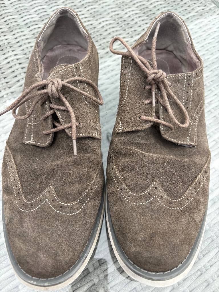 Calvin Klein Faxon Brown Suede Brogue Oxford Shoes UK 10 Well Worn