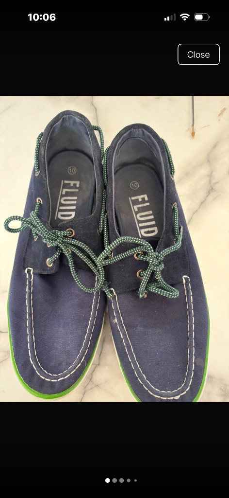 Fluid Navy Canvas Deck Shoes Size 10