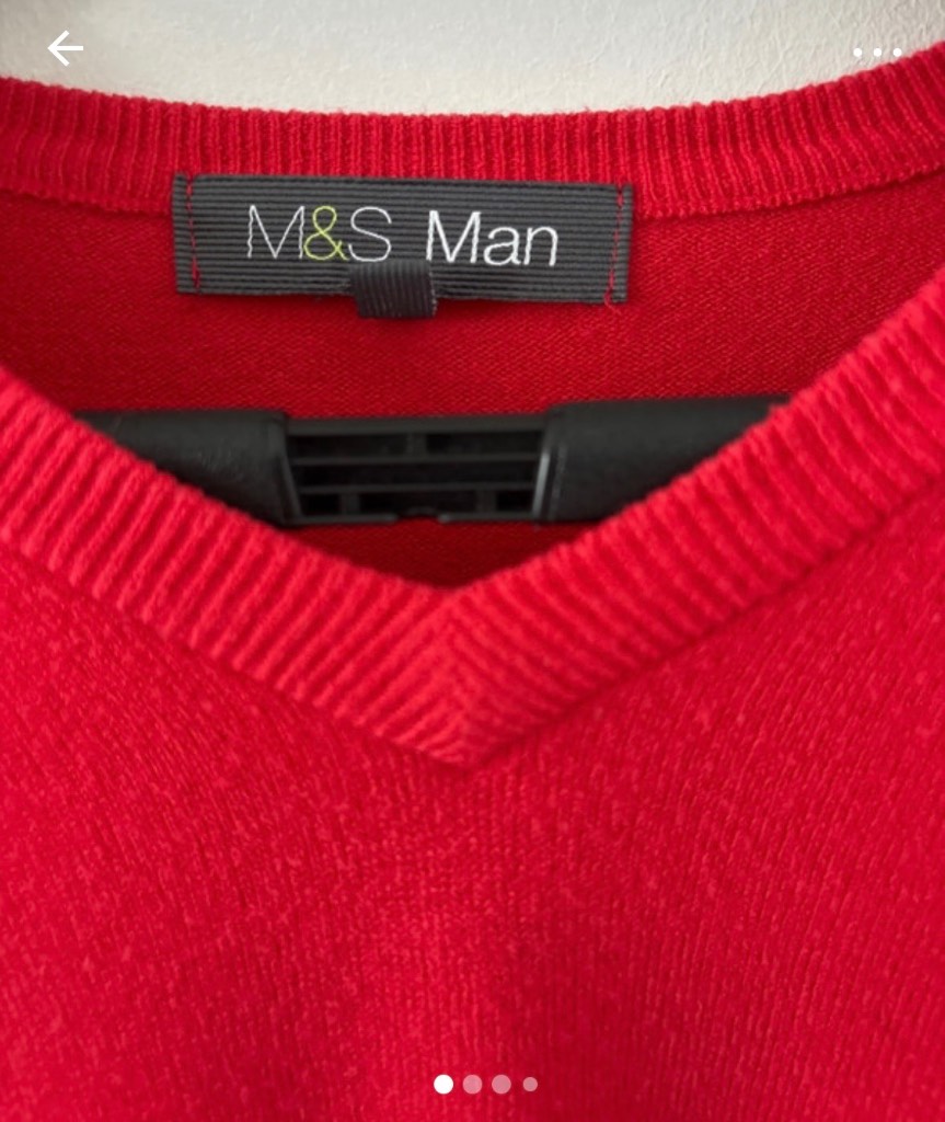 M&S Collection  Men’s Red V-Neck Jumper L