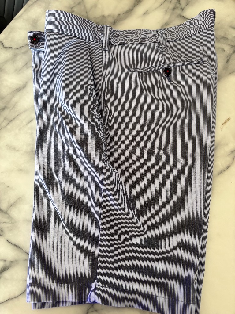 M&S Blue Harbour Men’s Striped Chino Shorts – Blue & White – Waist 38” – Excellent Condition