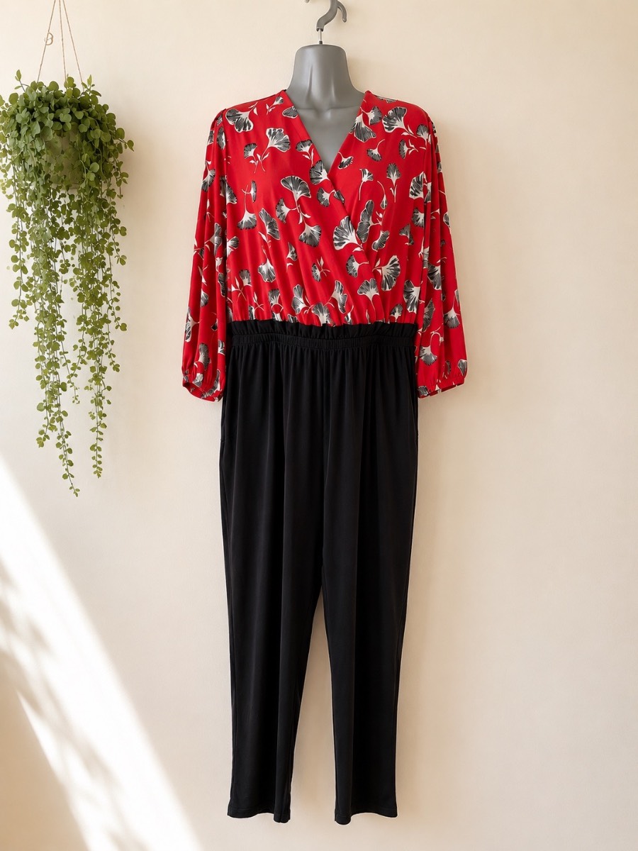 BNWT Brenda Edwards Coral Floral Jumpsuit UK 12/14 M Wrap Pockets