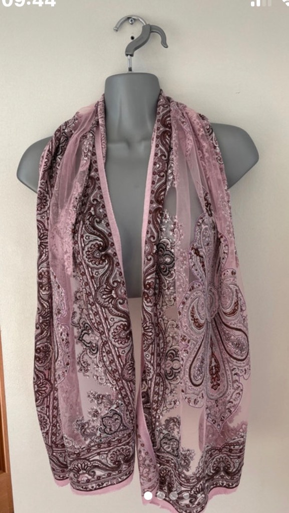 Pink Embellished Paisley Wrap Shawl – Wedding Guest / Occasion W/Vintage