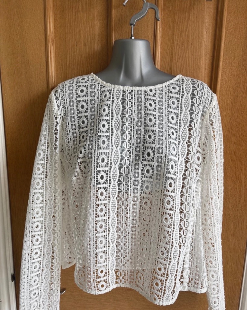 M&S Autograph White Crochet Lace Top Size 16 Excellent Condition