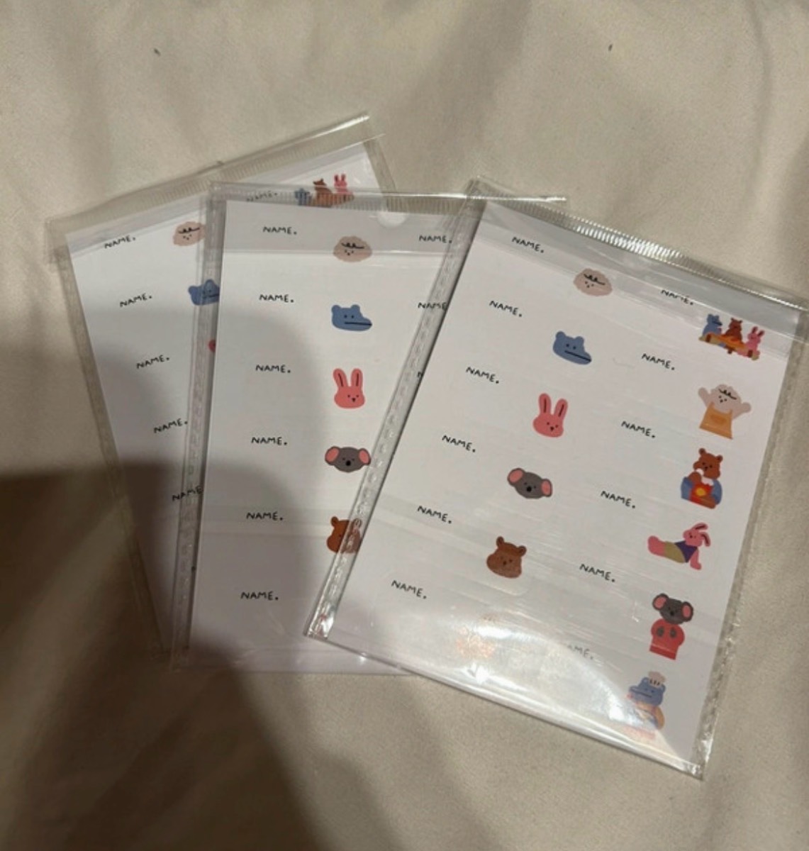6 sheets of name stickers