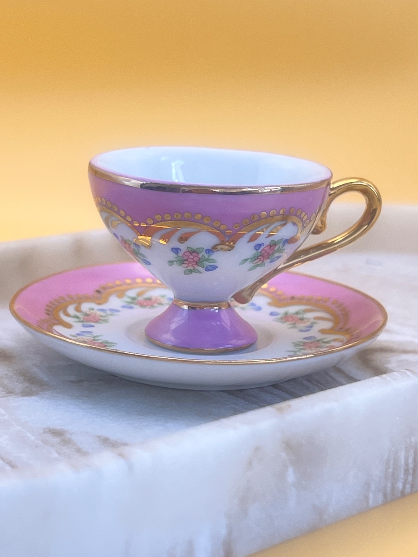 Mini Teacup & Saucer Ornament/ Trinket