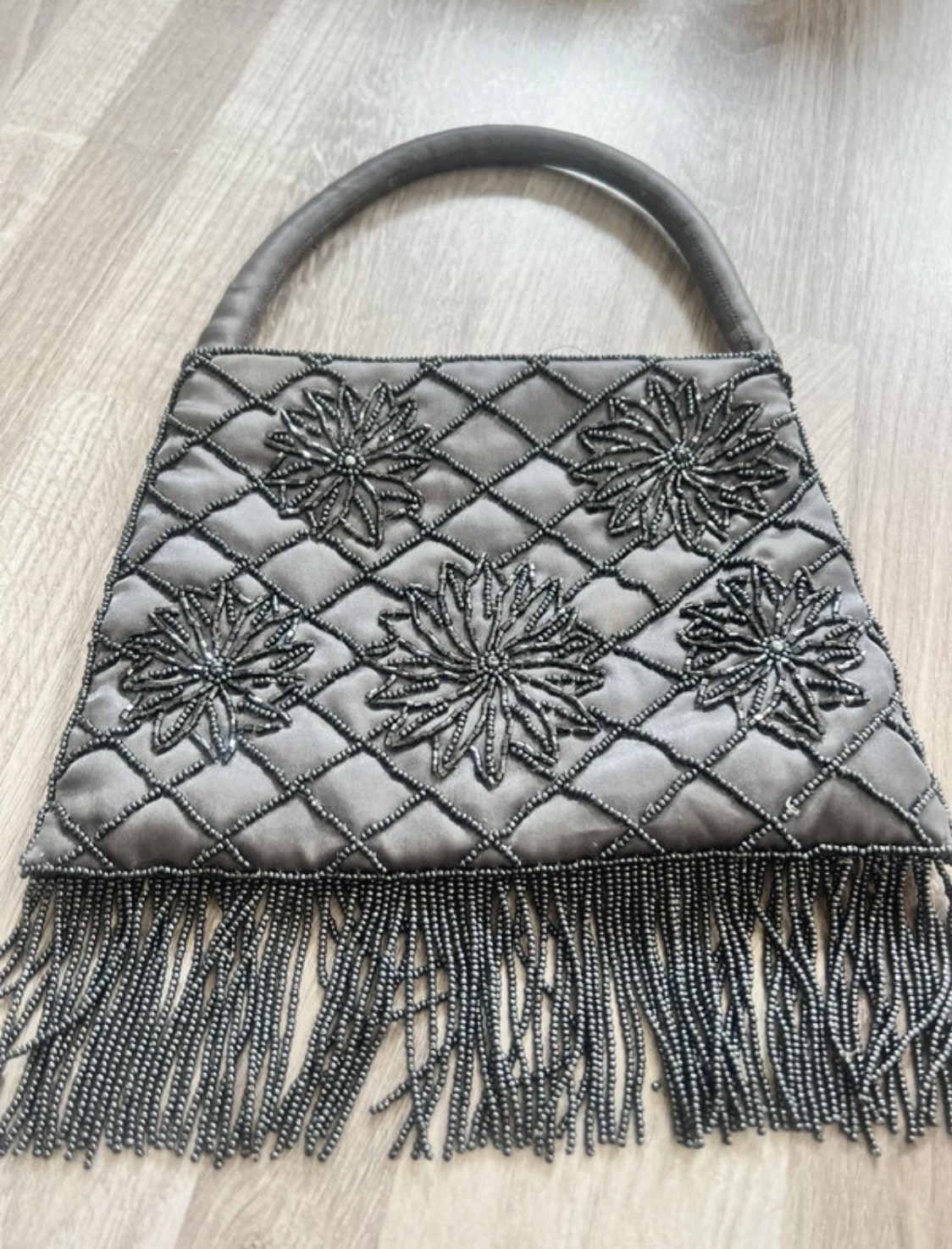 Vintage Satin Style Beaded Handbag