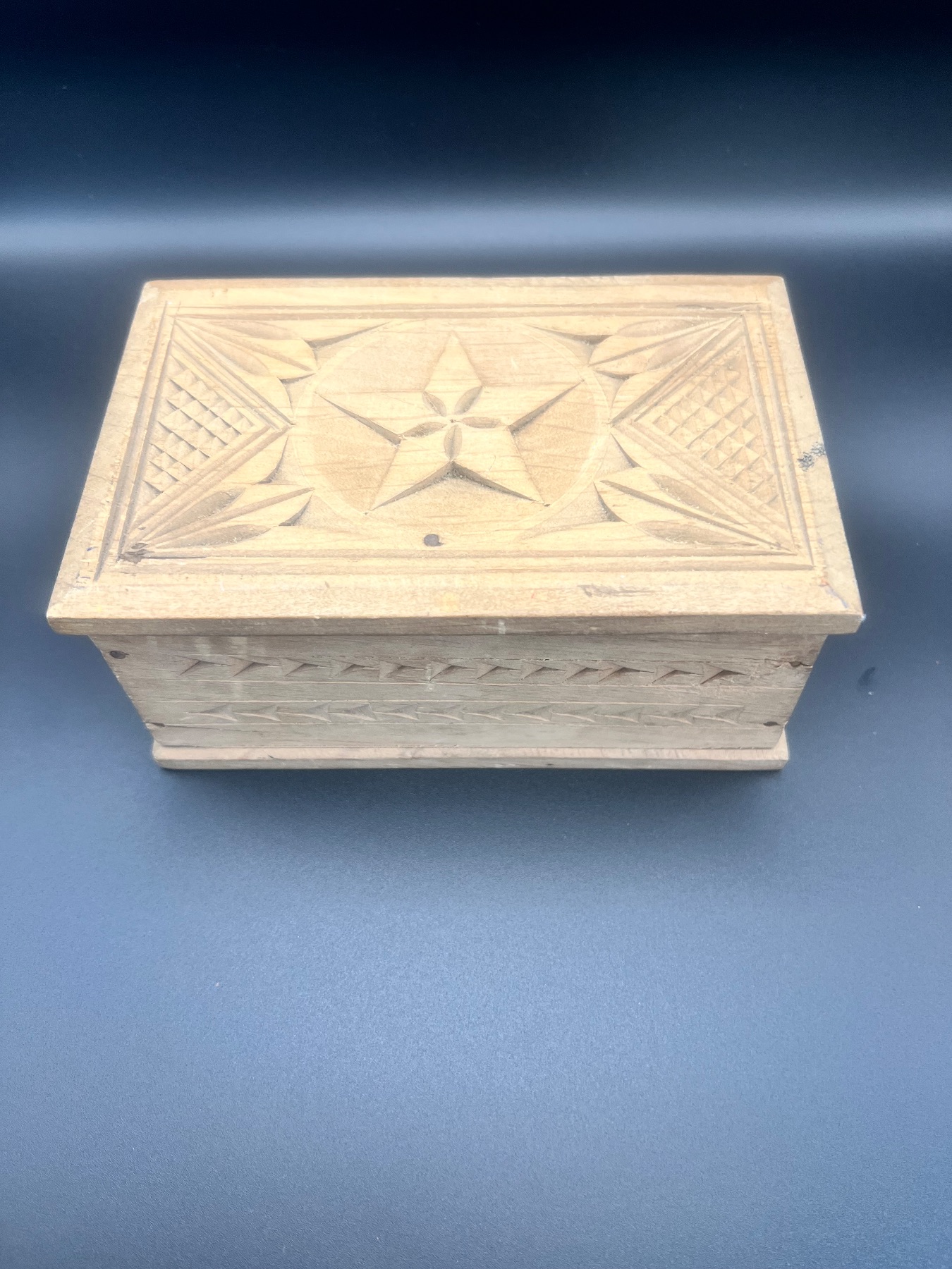 Hand Carved Wooden Jewellery Box Trinket Box