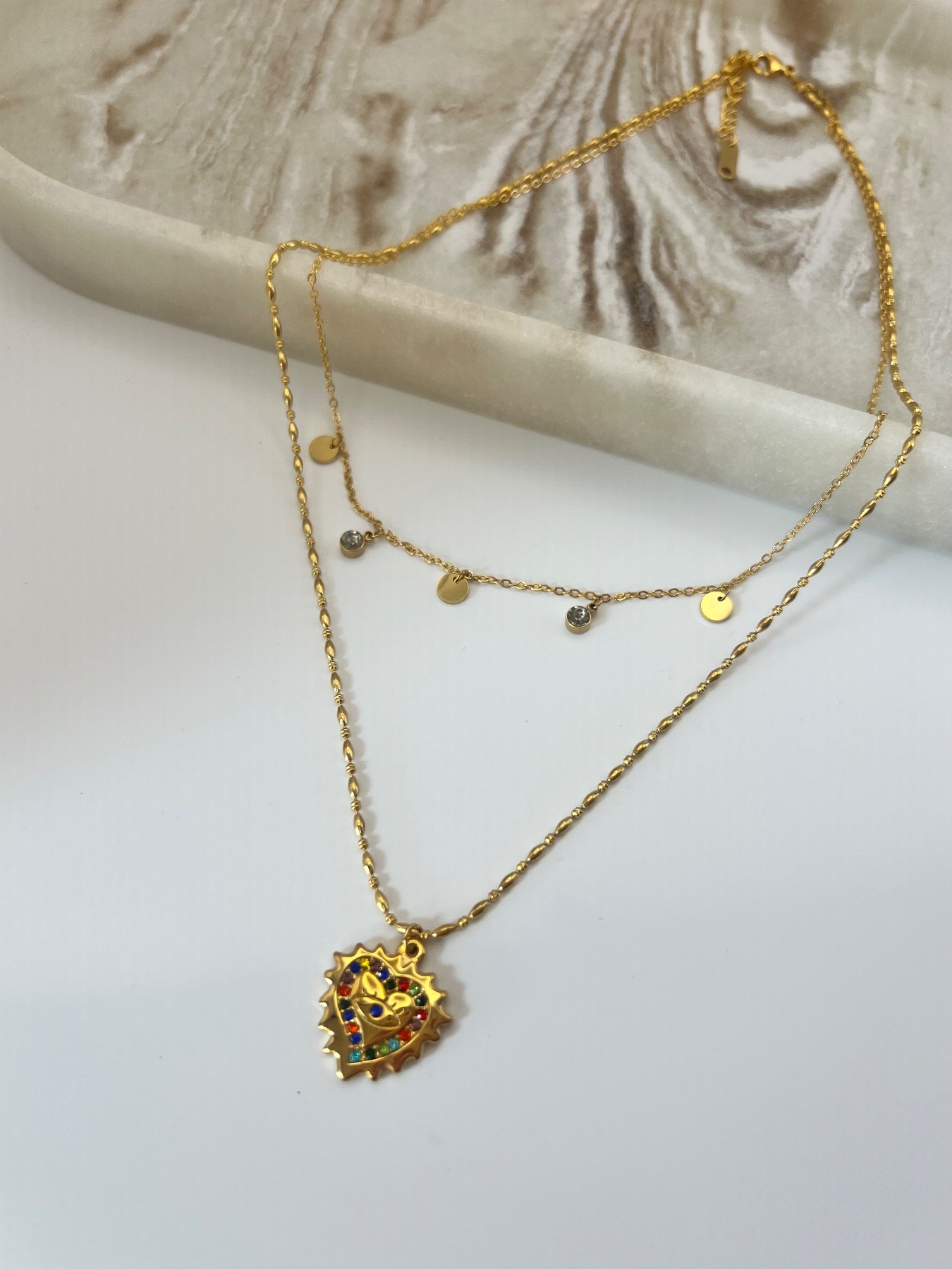 Double Layer 18ct Gold Plated Heart pendant