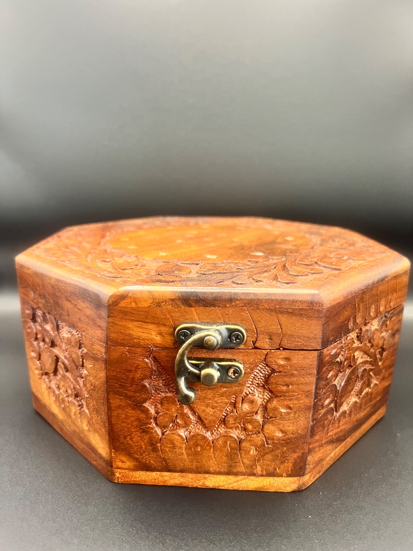 Vintage Carved Decorative Wooden Box Jewellery Box