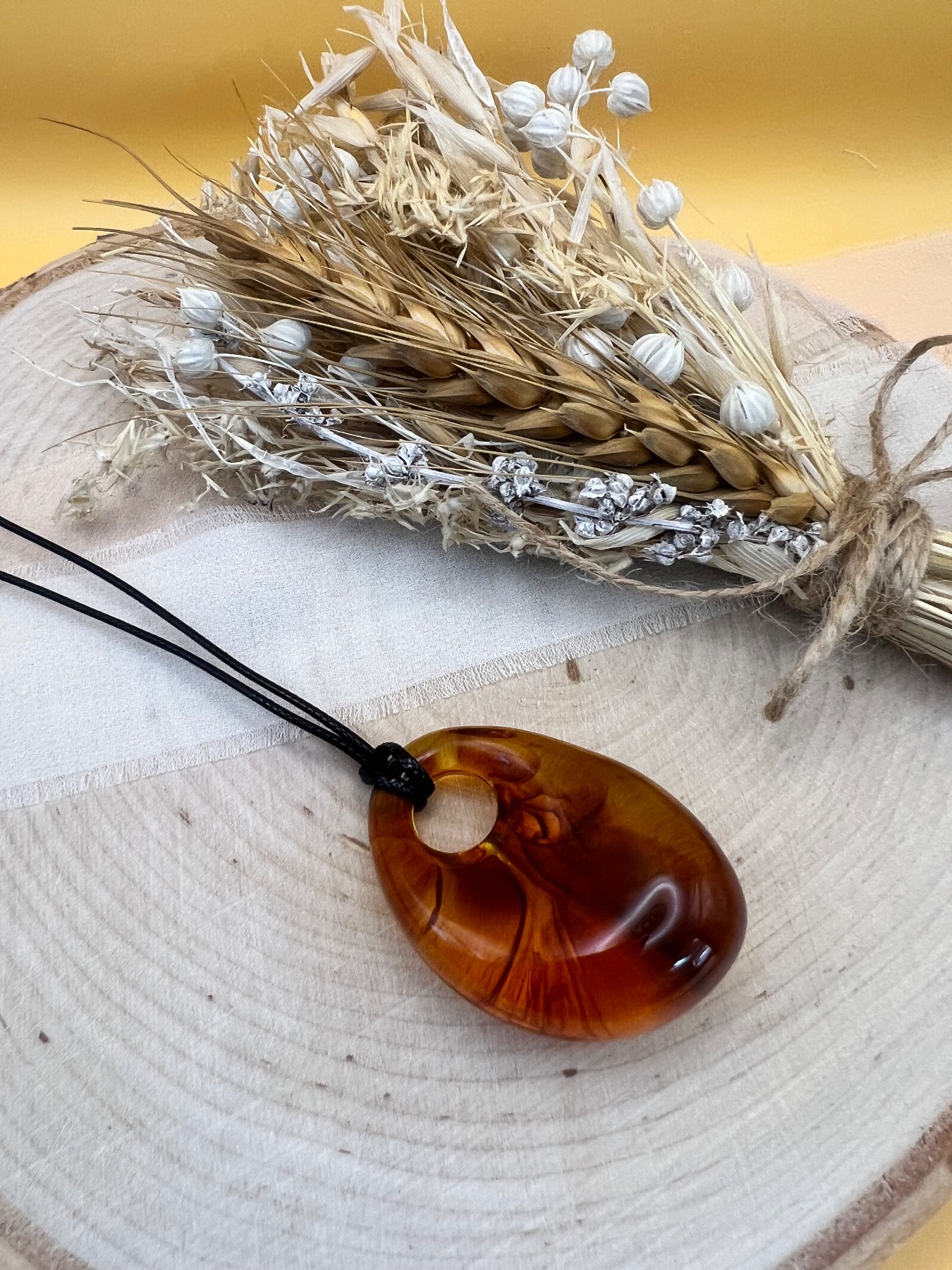 Large Resin Pendant Rope Cord Necklace
