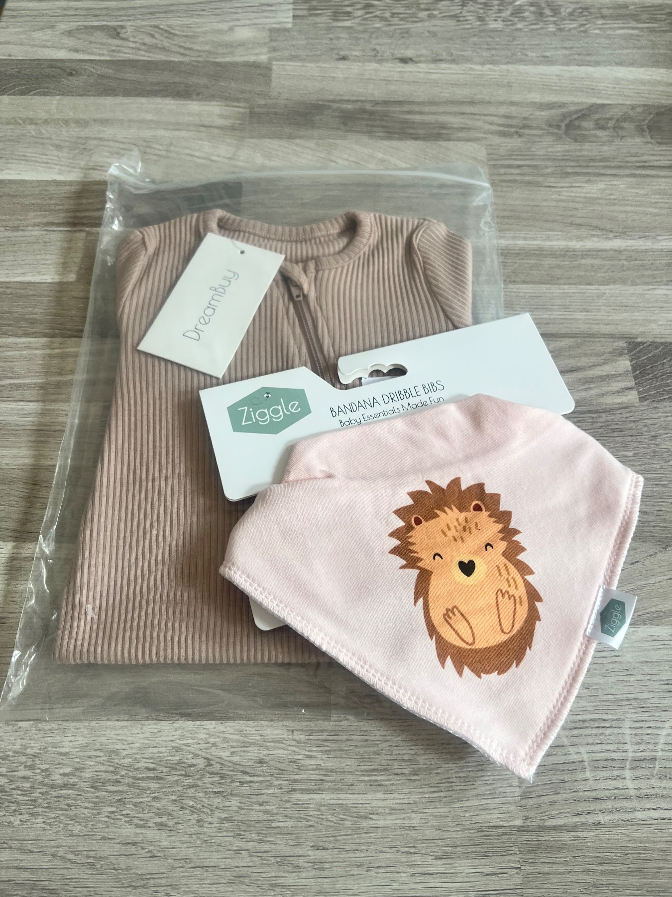 Baby grow sleep suit with dribble bib set