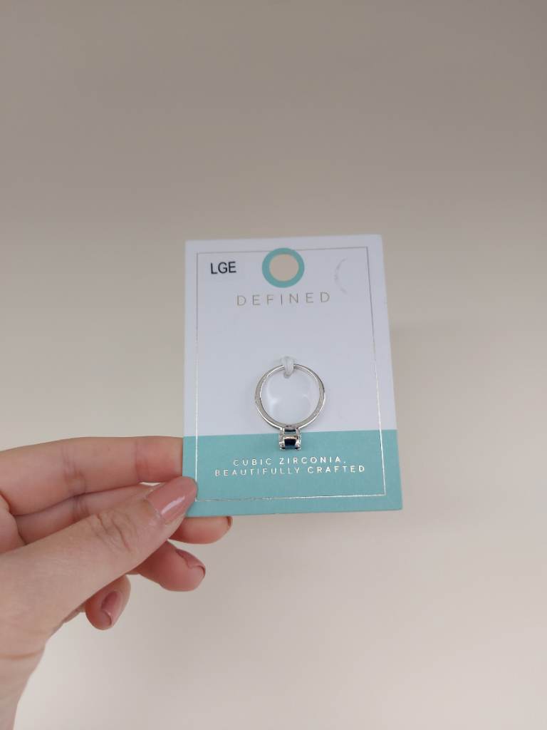 New look silver colour blue ring size LARGE