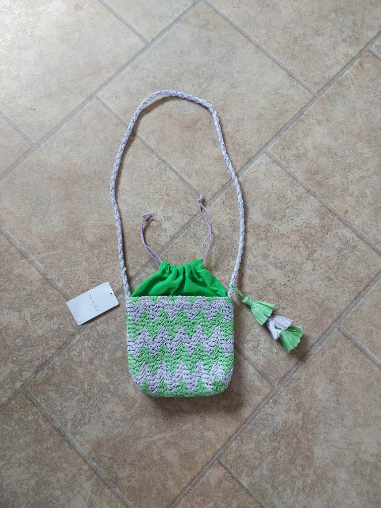 Primark green lilac woven style handbag