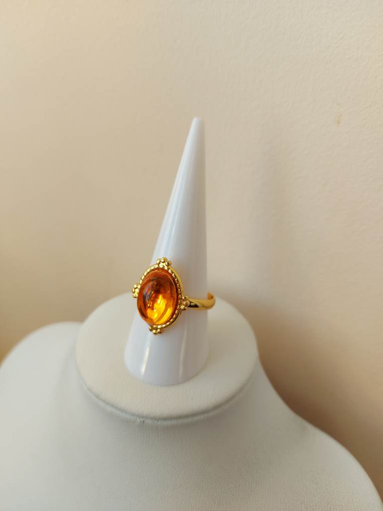 18K gold plated vintage style orange ring