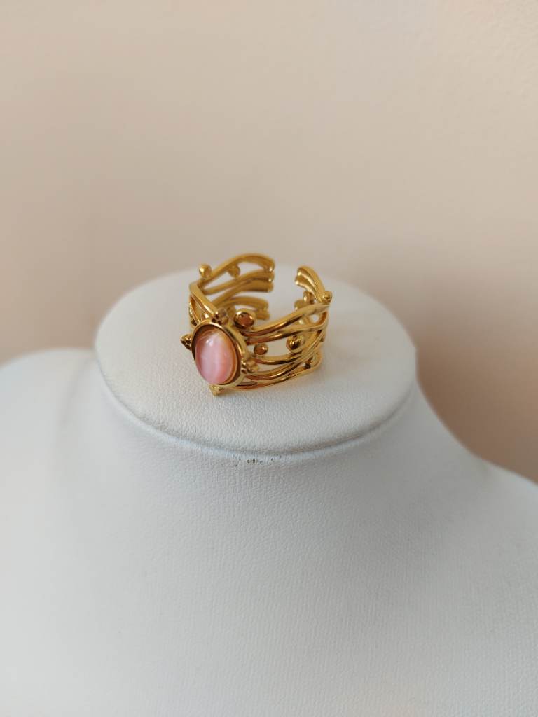 18K gold plated pink vintage style open ring