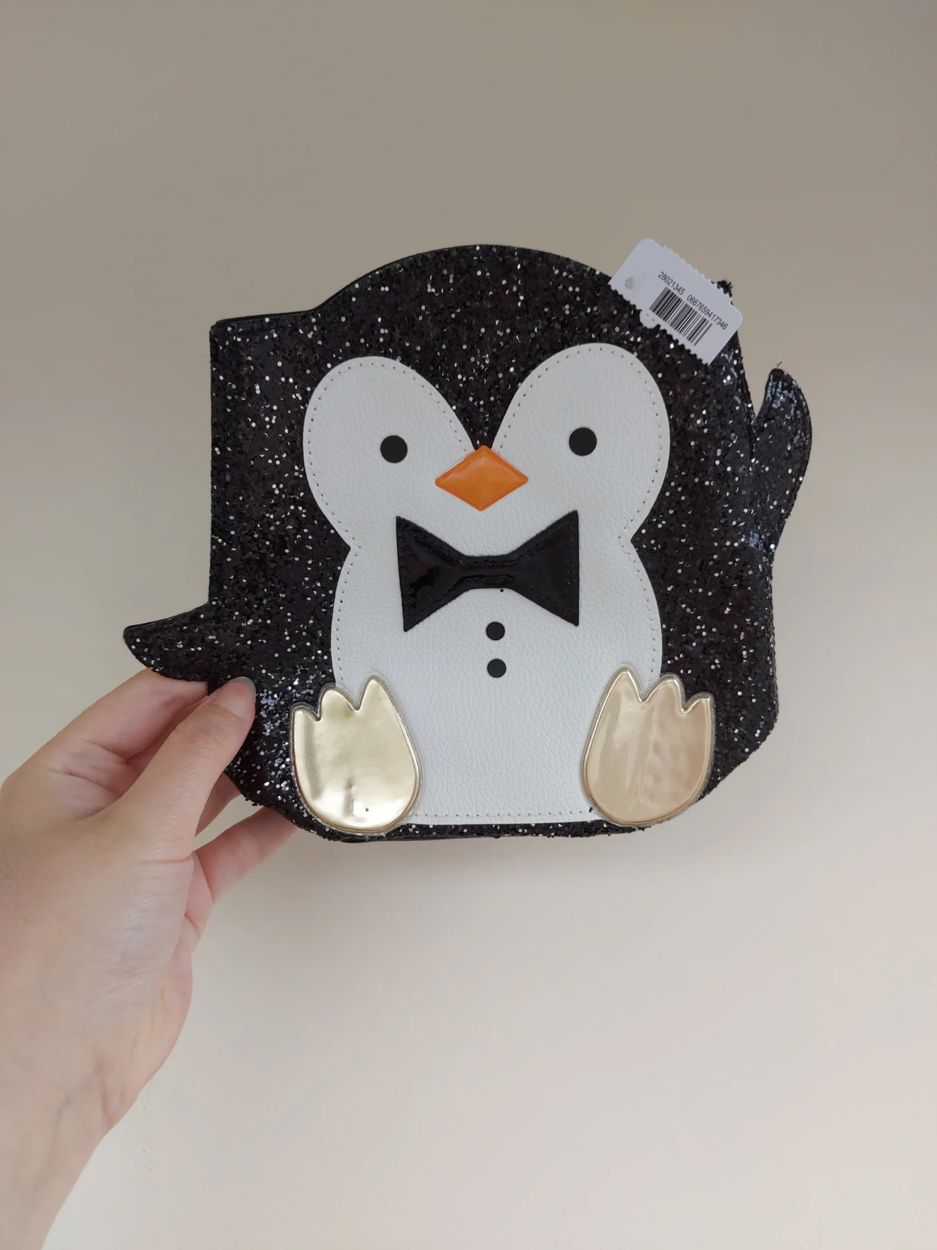 Bath & body works penguin festive glitter makeup cosmetics bag