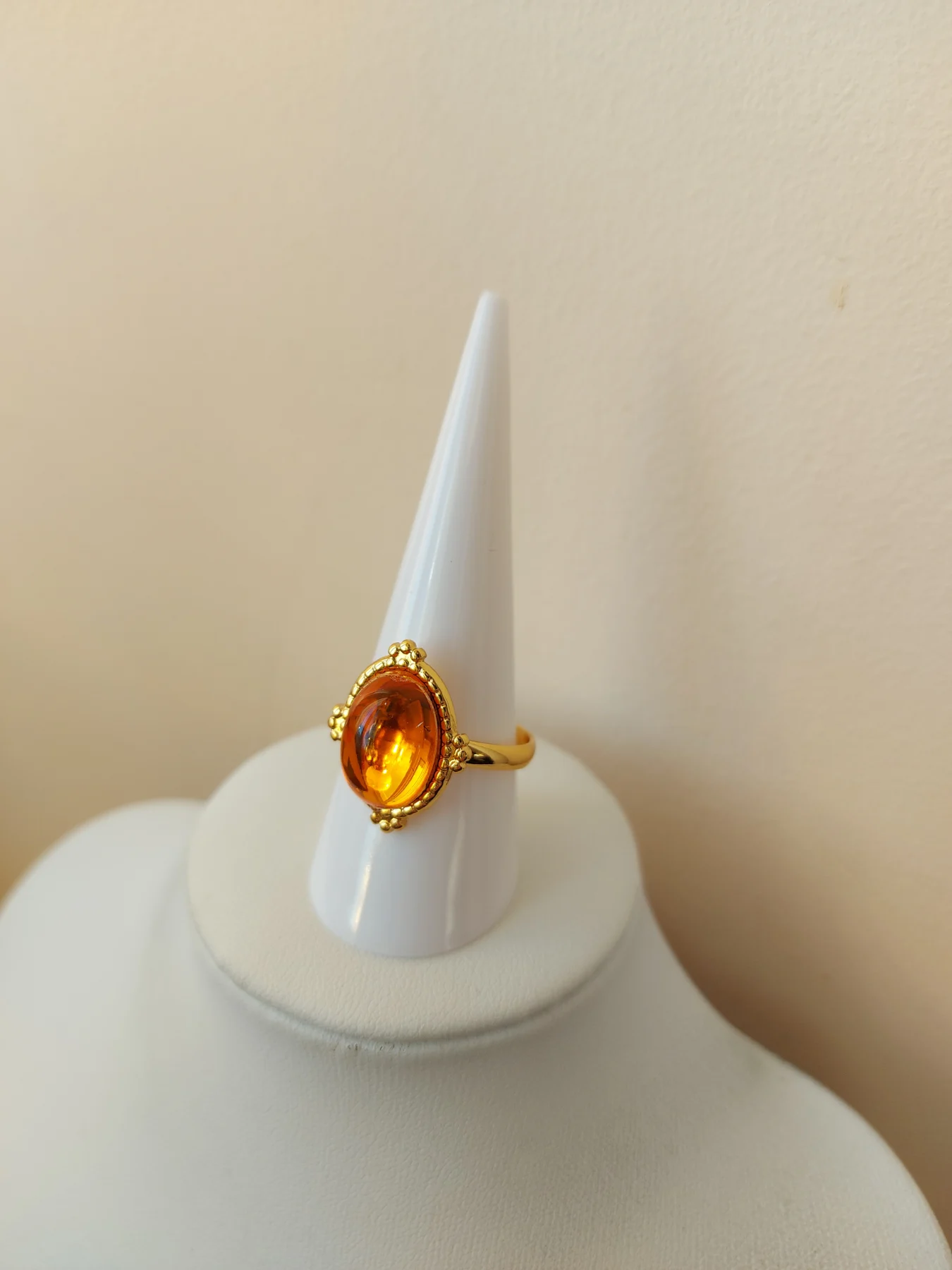 18K gold plated orange unique ring