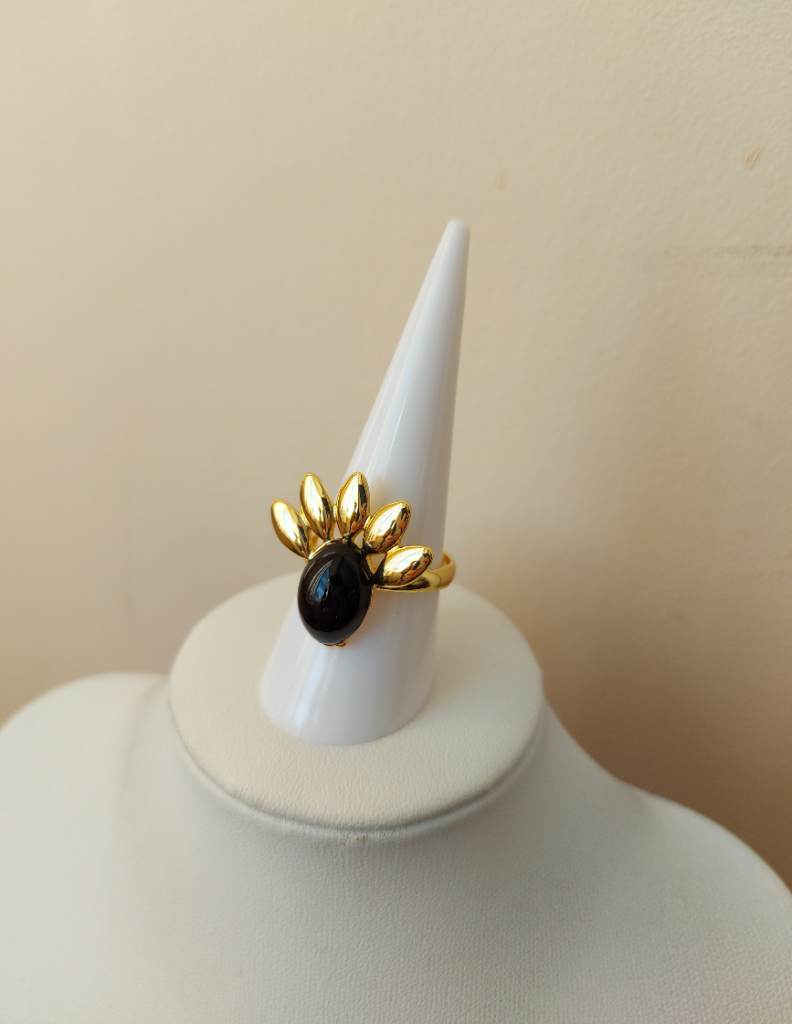 18K gold plated black unique ring