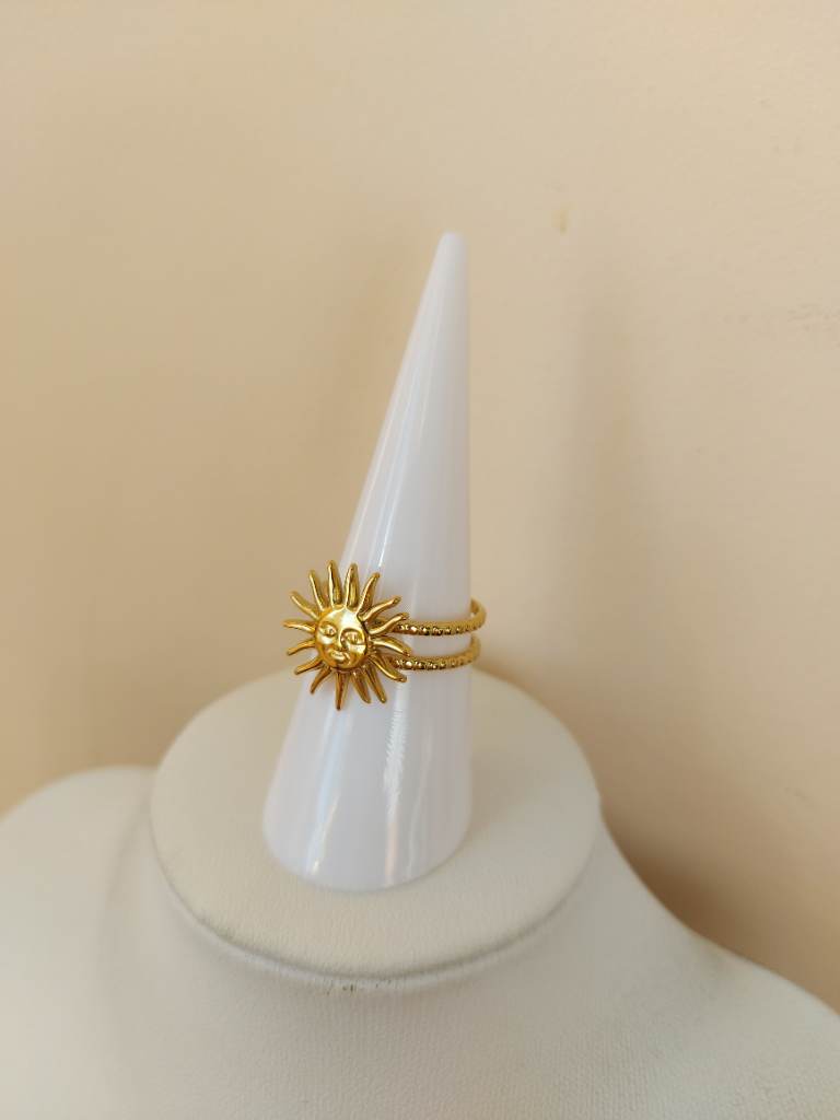 Gold colour unique sun open adjustable ring
