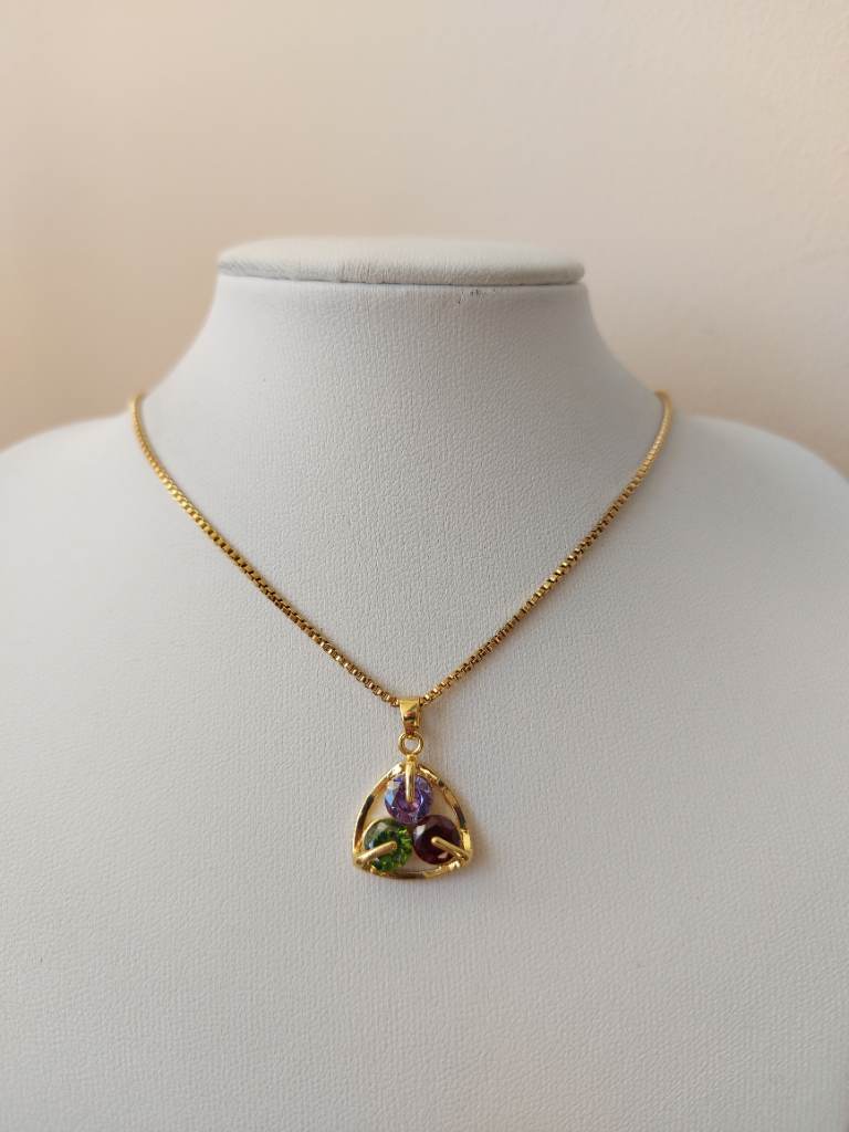 Colourful diamanté pendant necklace
