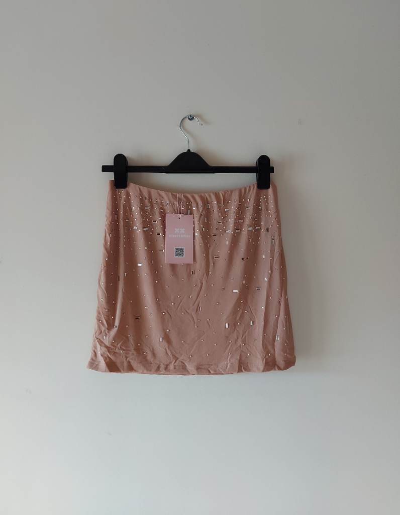Missy empire nude colour embellished skirt size 14