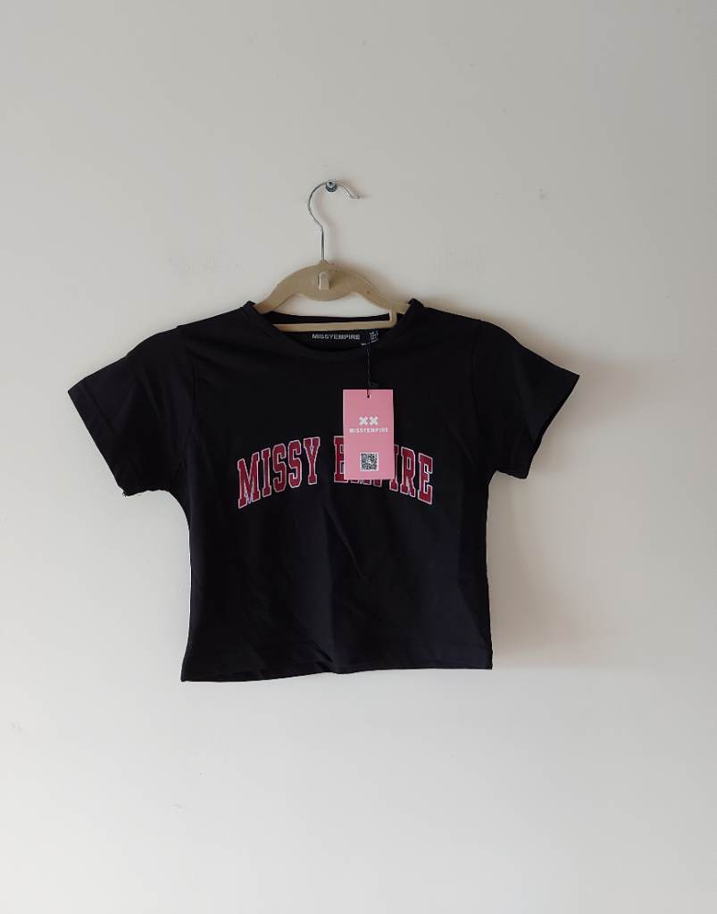 Missy empire womens "baby tee" cropped top size 6