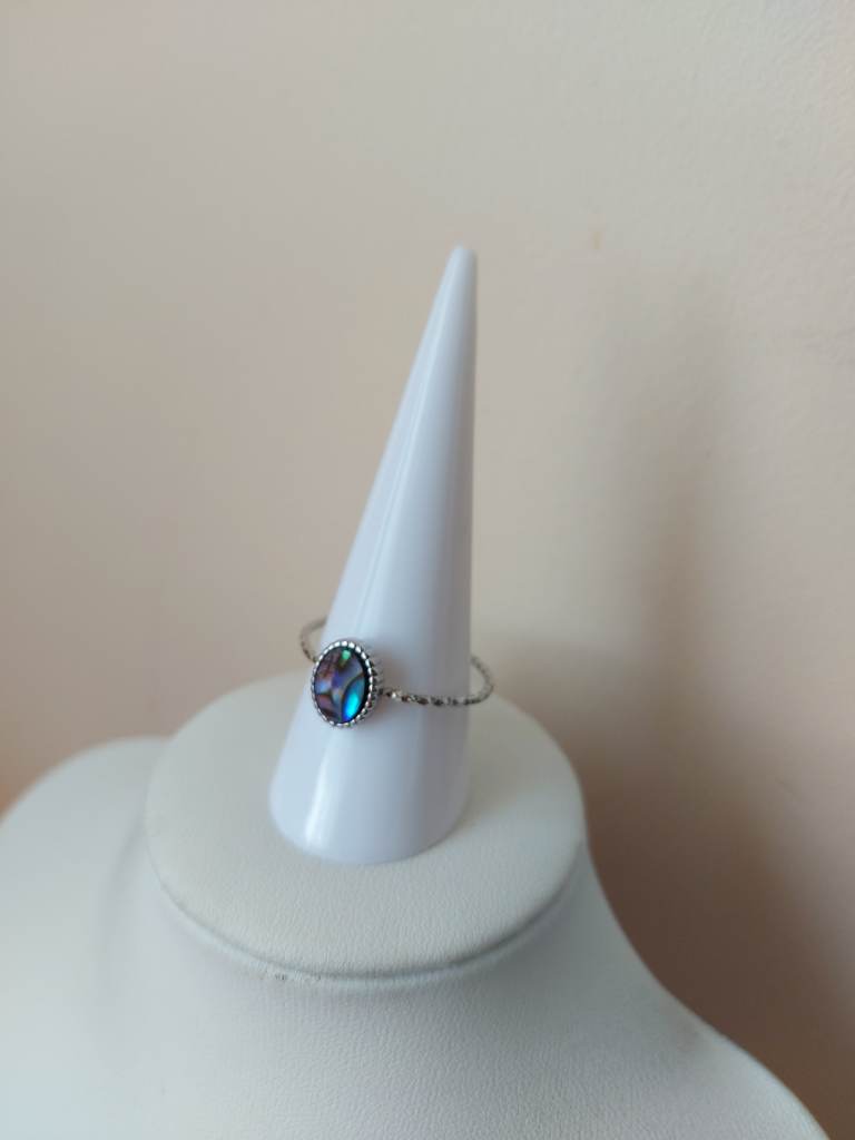 Small abalone silver colour open ring