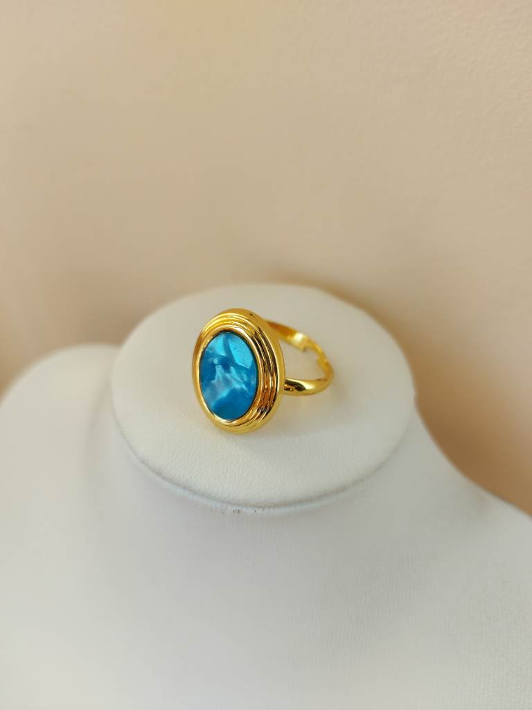 18K gold plated blue unique ring