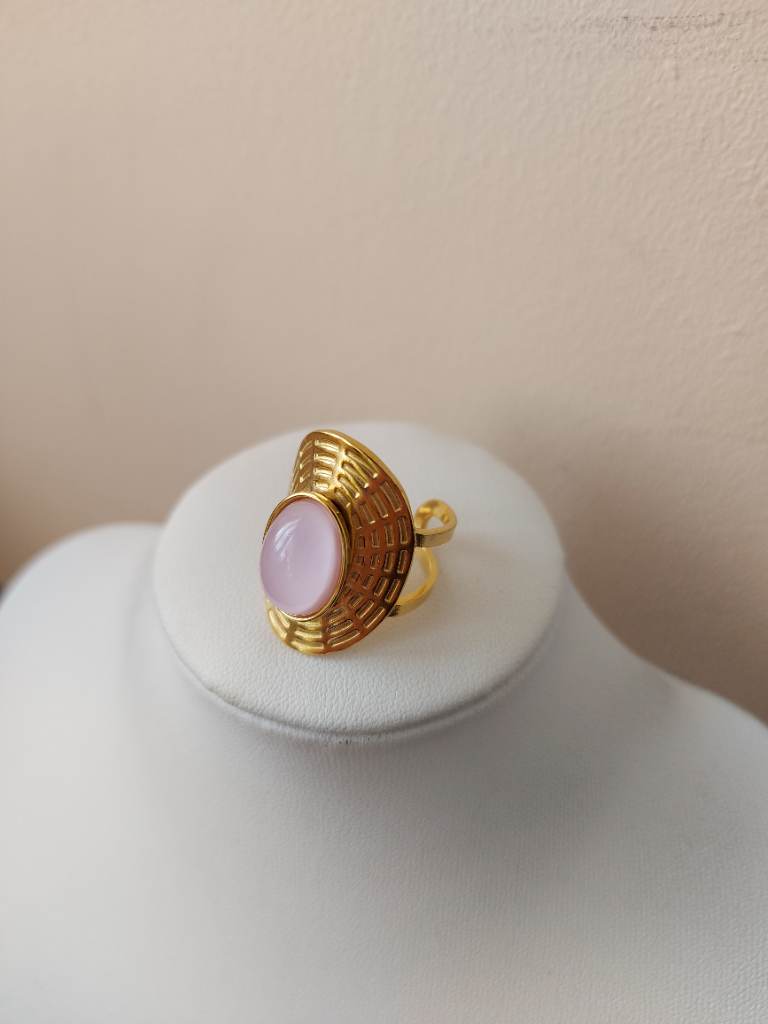 Pink & gold colour unique open ring