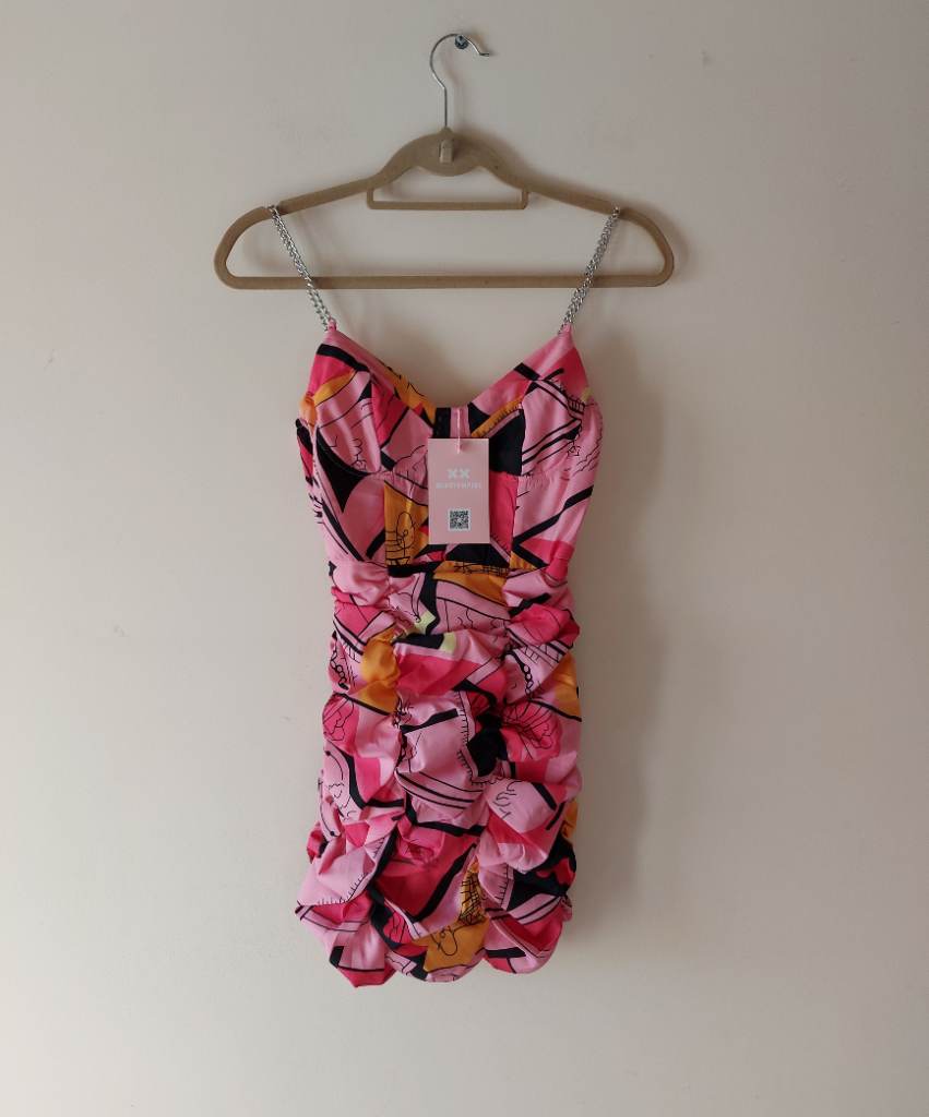 Missy Empire womens pink patterned dress size 6