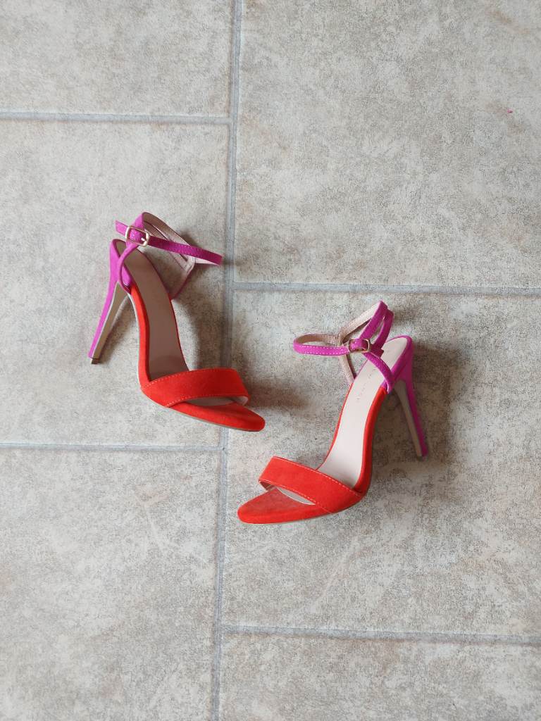 New look womens red/orange & pink heels size 4