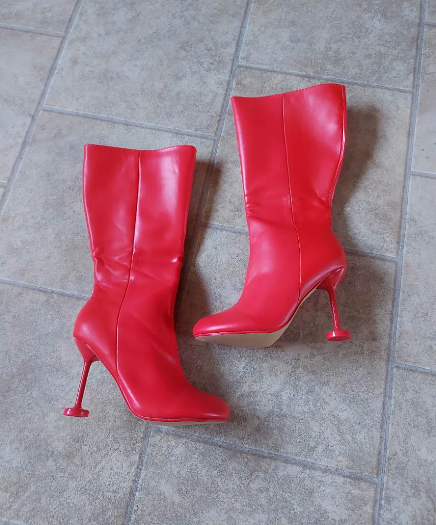 Ego womens red heeled boots size 7