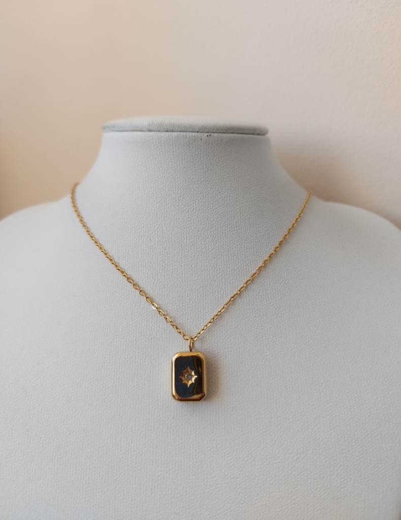 Small gold colour diamanté pendant necklace