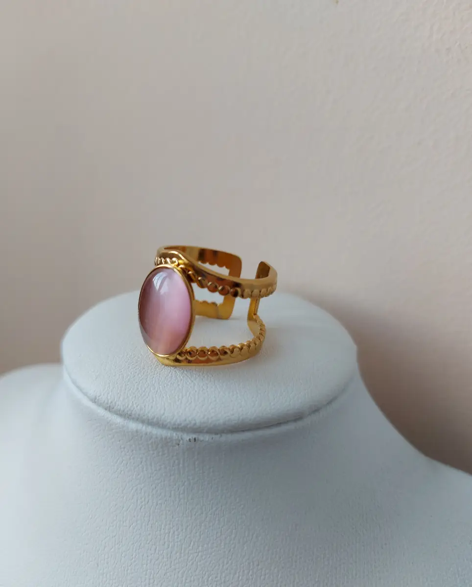 Vintage style pink & gold colour ring
