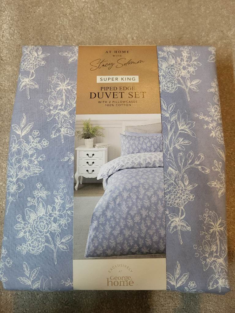 Brand new stacey solomon super king piped edge duvet set with 2 pillowcases new in packaging