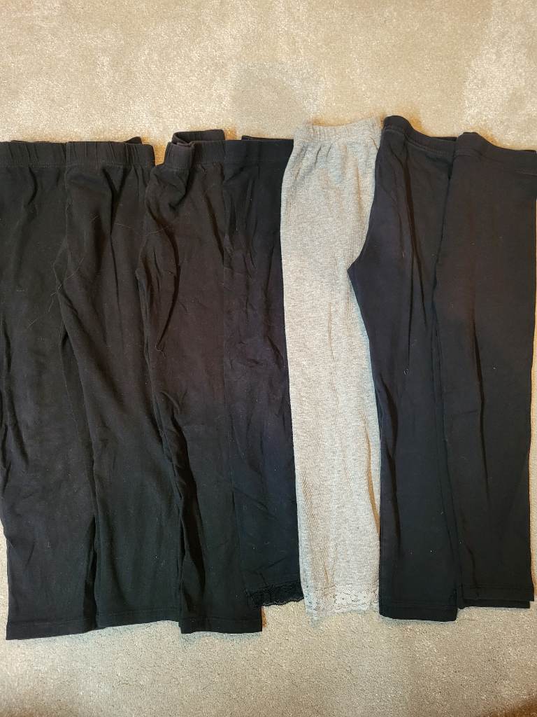 Bundle of 7 girls black and grey leggings age 5/6