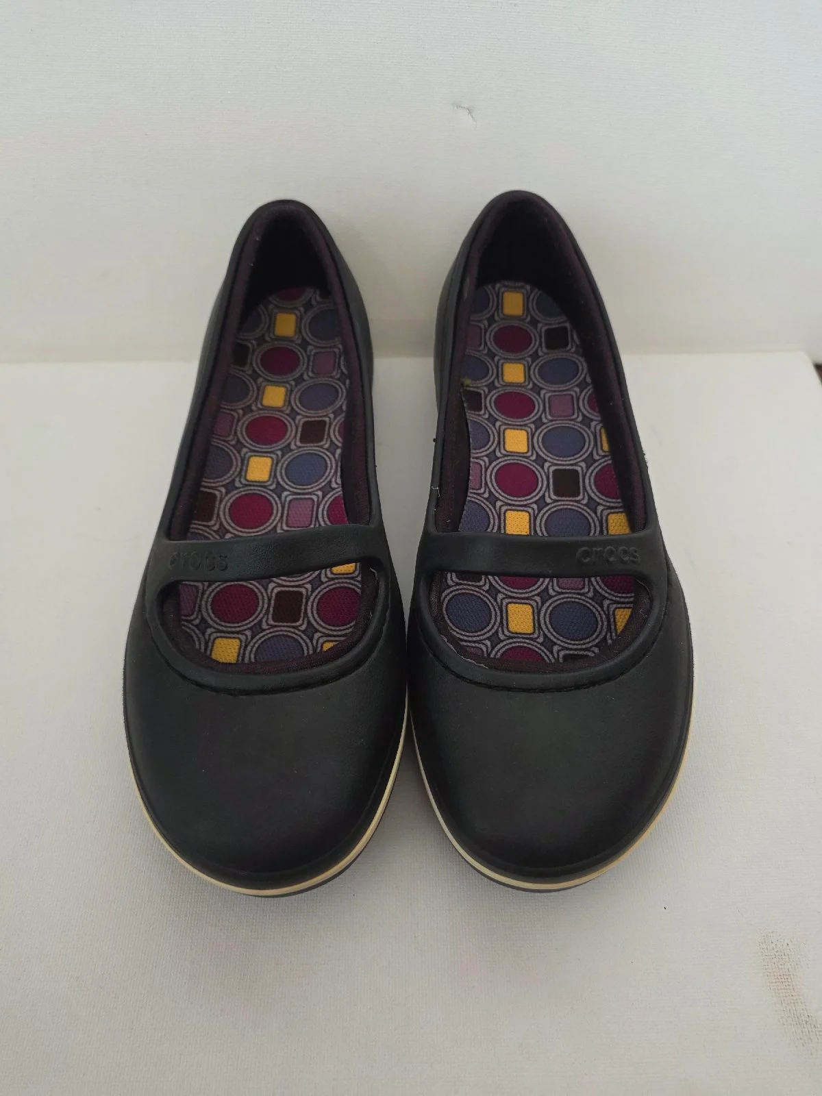 Crocs Mary Jane Shoes Women's W7 UK Black Comfort Lightweight Flats Slip On Size 5