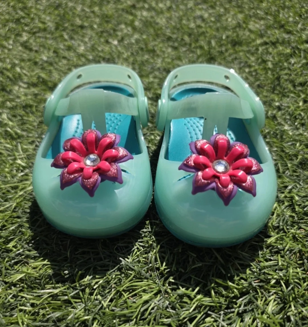 Baby Crocs Jelly Shoes - Child Size 4 - Turquoise- Excellent Condition