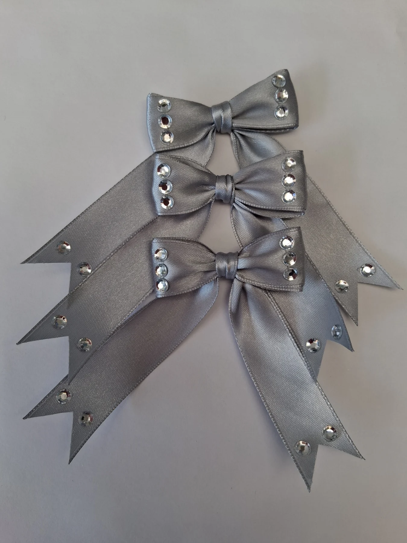 Silver satin bows 6 for crafts