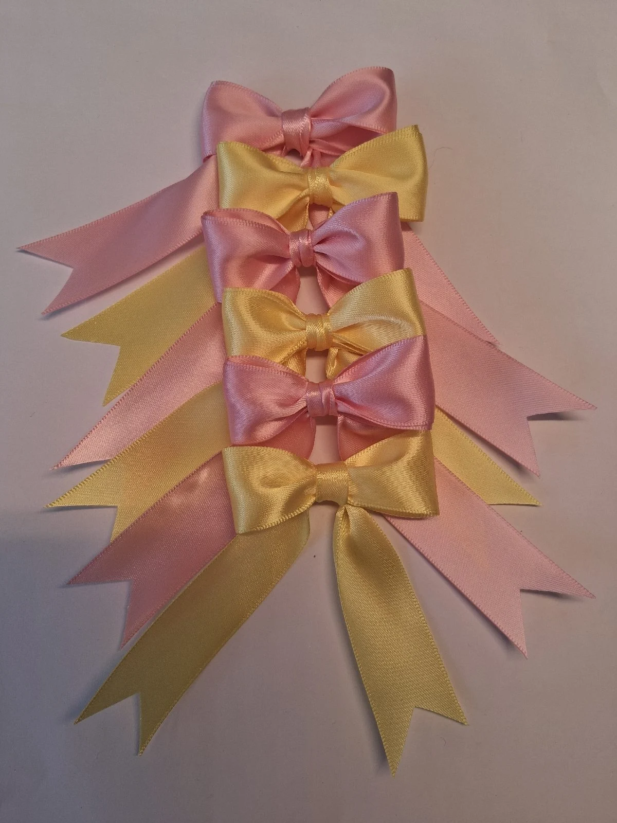 6 pink 6 yellow 5cm satin craft bows