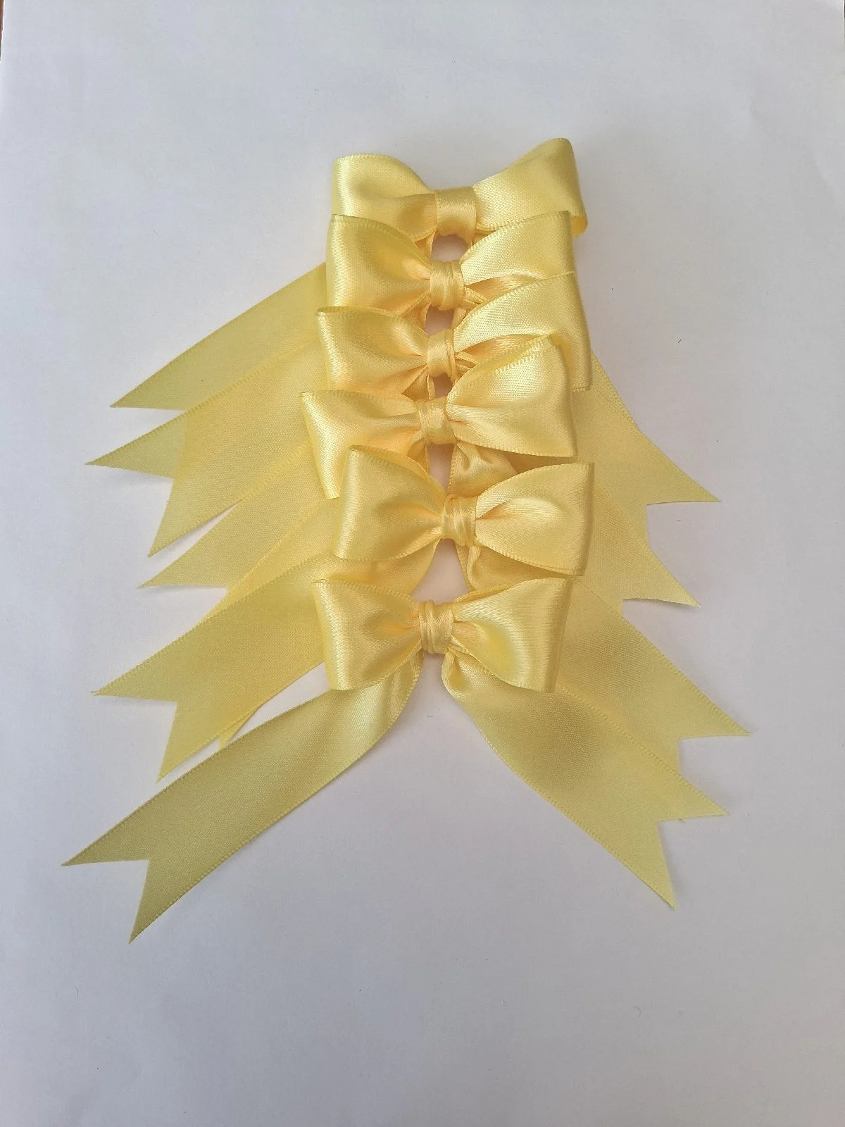 12 yellow 5cm satin craft bows