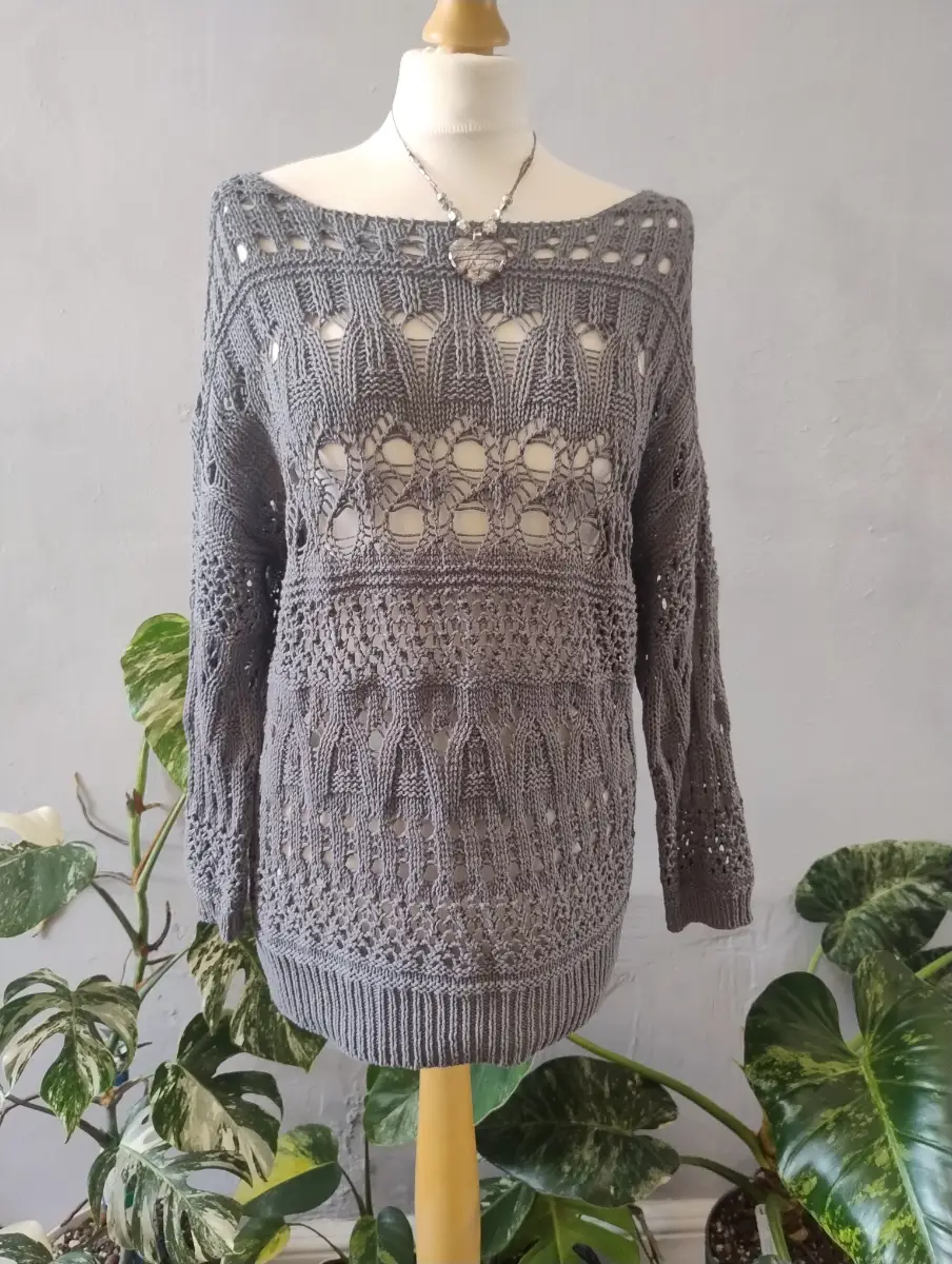 Next crochet jumper size 8 10 grey boho