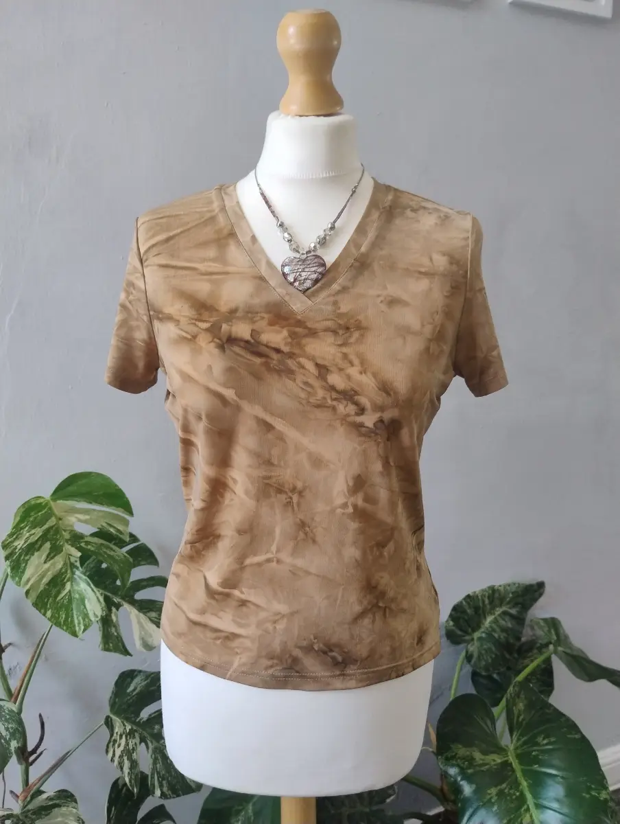 Vintage y2k Oasis Brown Marble Tie Dye Baby Tee Fairy Grunge Top Size 8/10/12