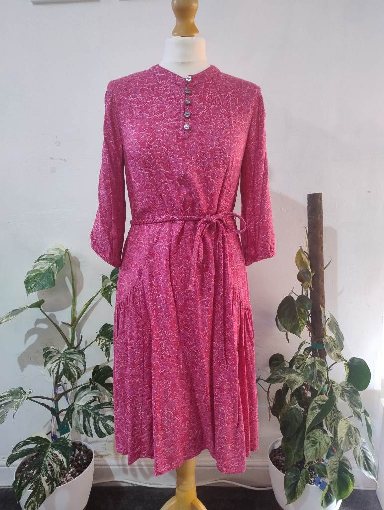​Monsoon Pink Floral Dress Tie Waist Size S Small